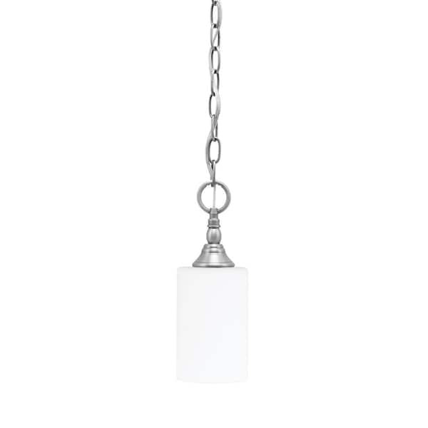 Unbranded Elva 100-Watt 1-Light Nickel Shaded Pendant Light with 4 in. White Muslin Glass Shades, No bulbs included