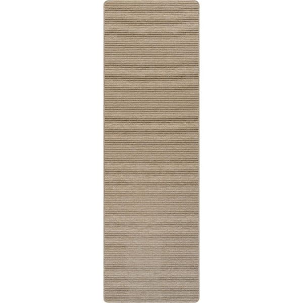 Beverly Rug Oasis Solid Beige 2 ft. x 7 ft. Non-Slip Rubber Back Indoor Area Rug