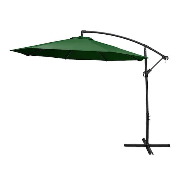 Astella 10 ft. x 8 ft. Aluminum Cantilever Patio Umbrella with Crank Open and Custom Tilt in Hunter Green Polyester