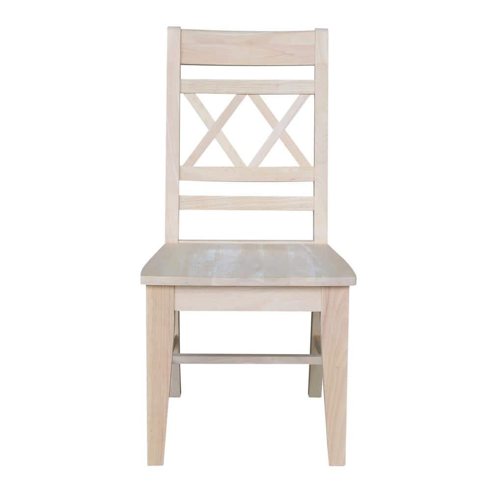 Unfinished Rubberwood High Cross Back Side Chair Set