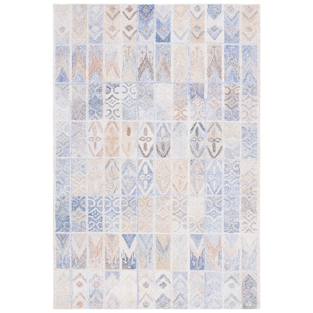 SAFAVIEH Abstract Blue/Rust 5 ft. x 8 ft. Geometric Bohemian Area Rug ...