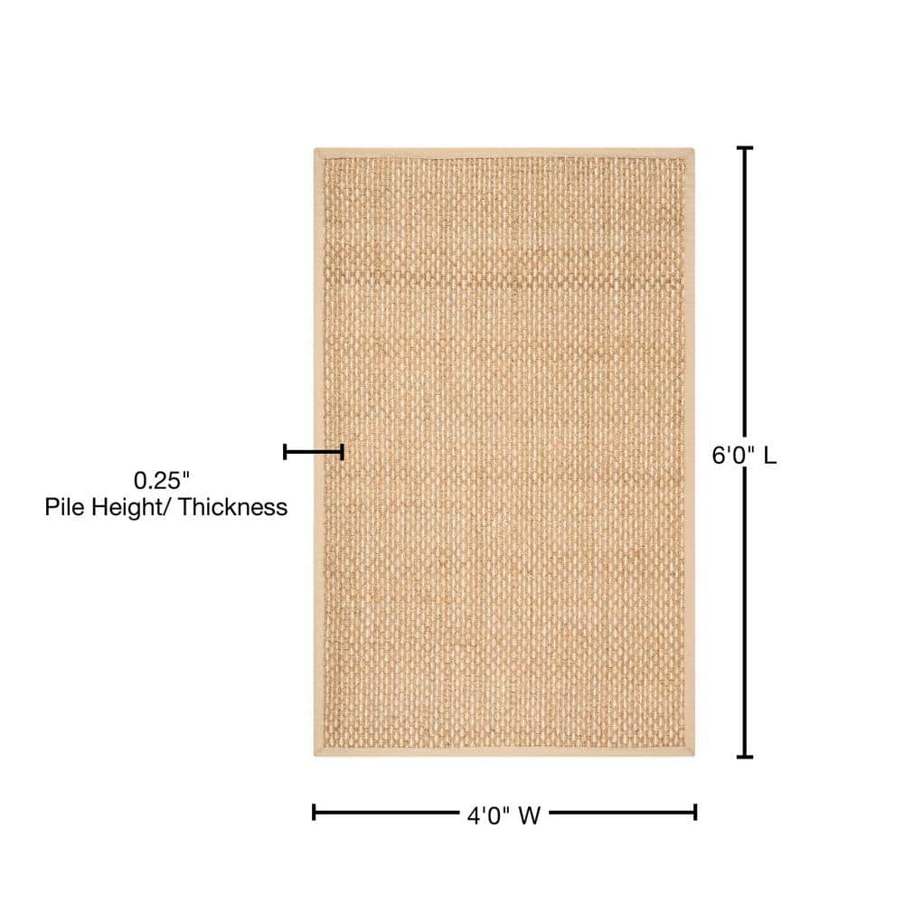 Off-White Hand-Knotted Cotton Shape Area Rug - 4' x 6'