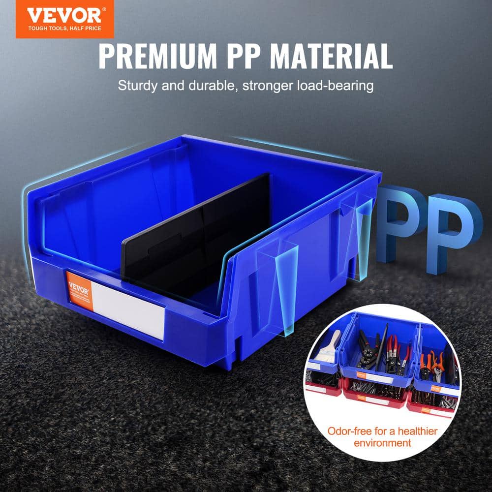 Stackable Blue and Red Plastic Storage Bins Set