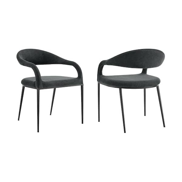 Armen Living Morgan Charcoal and Black Fabric Dining Chair Set of 2