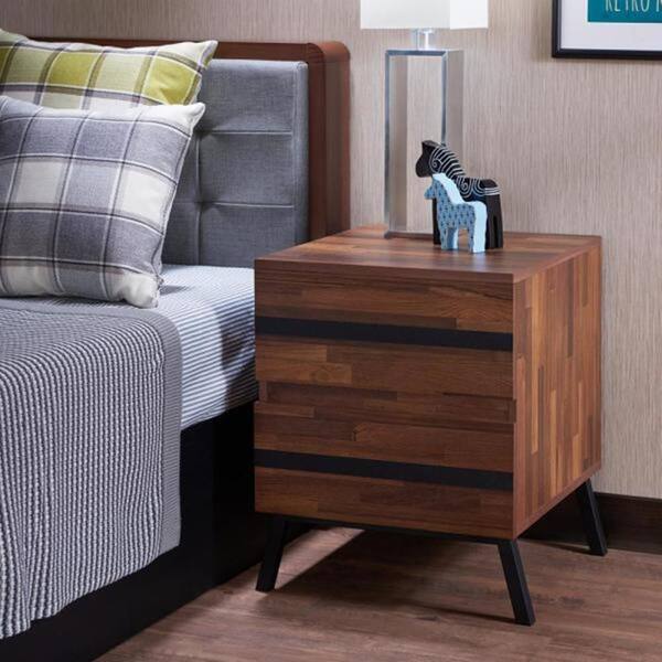 walnut and black nightstand