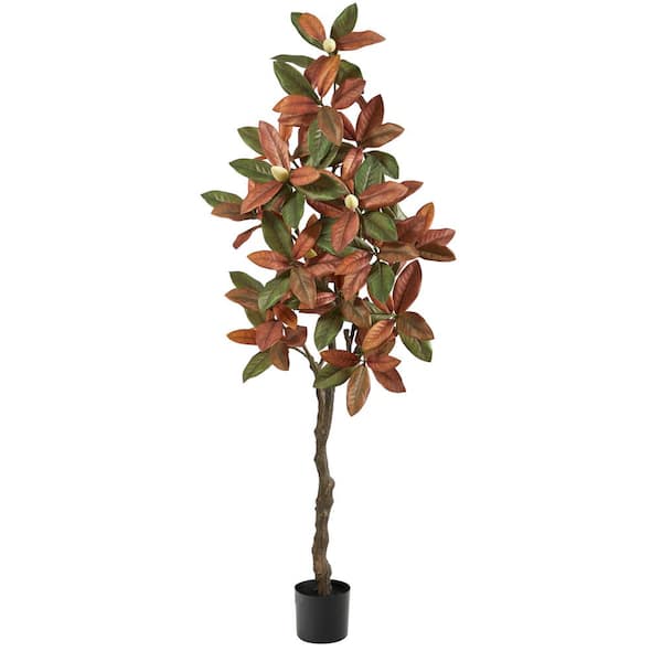 Nearly Natural 6ft. Brown Fall Magnolia Artificial Tree