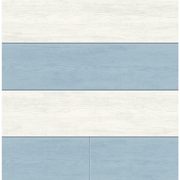 30.75 sq. ft. Carolina Blue Two Toned Shiplap Vinyl Peel and Stick Wallpaper Roll