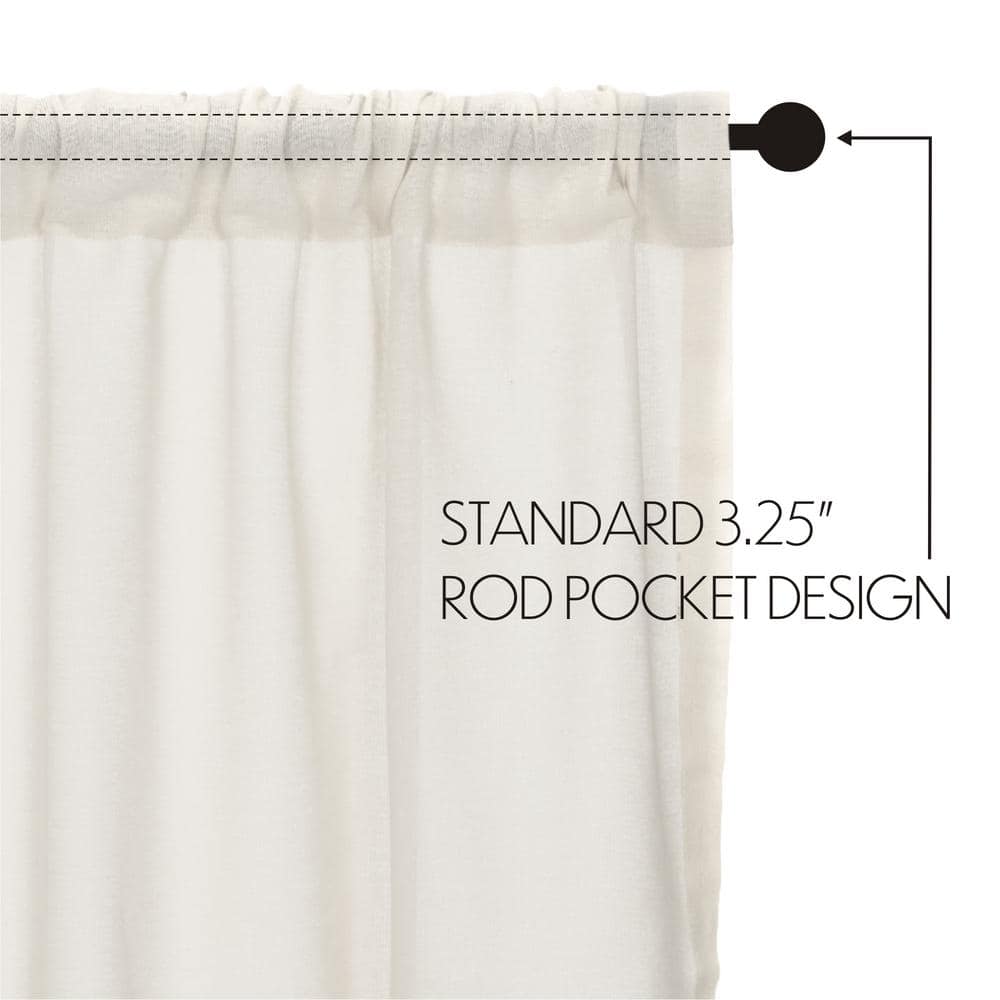 Antique White Cotton Sheer Rod Pocket Kitchen Tier Curtains