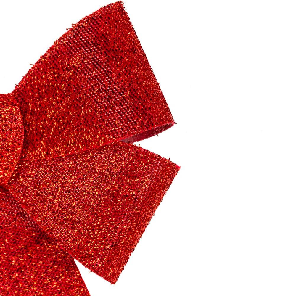 Red Tinsel 18" Christmas Bow Decoration