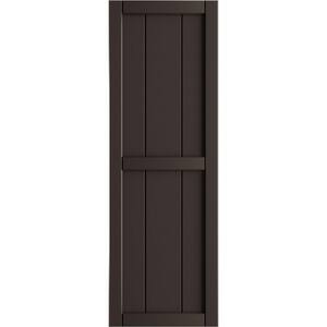 10-3/4 in. x 75 in. True Fit PVC 2-Board Framed Board and Batten Shutters in Raisin Brown (Per Pair)