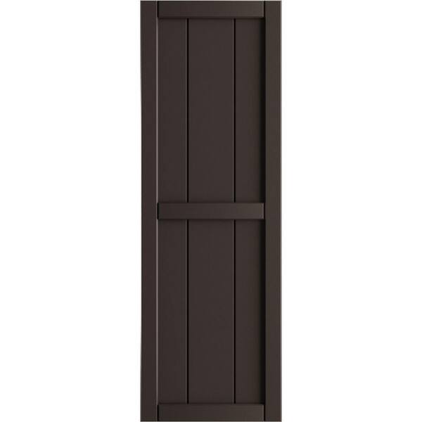 Ekena Millwork 10-3/4 in. x 101 in. True Fit PVC 2-Board Framed Board and Batten Shutters in Raisin Brown (Per Pair)