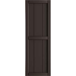 16-1/8 in. x 101 in. True Fit PVC 3-Board Framed Board and Batten Shutters Pair in Raisin Brown