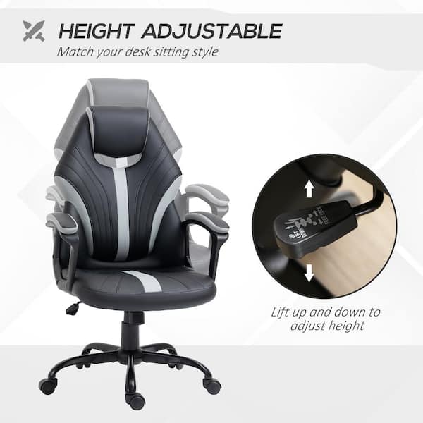 Gymax Gray Plastic Massage Gaming Chair Racing Computer Task Chair Recliner  with Footrest GYM06670 - The Home Depot