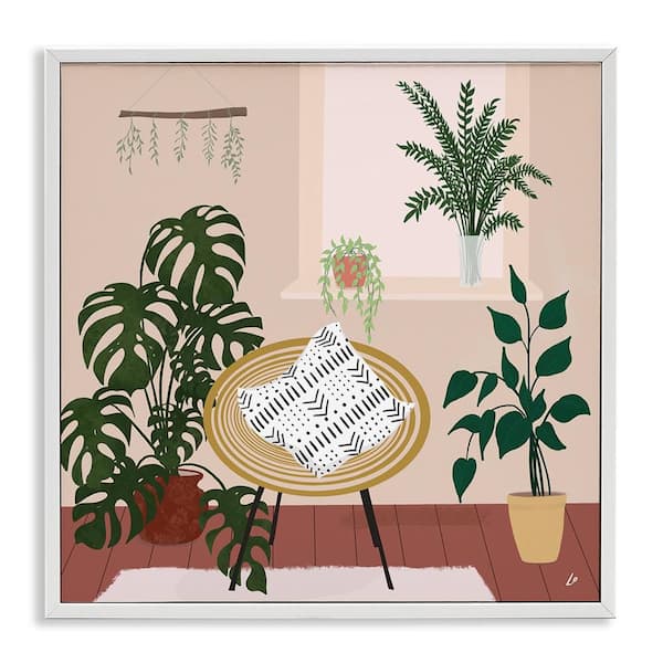 Stupell Industries Plant Filled Boho Space by Lydia Orange White Framed Home Giclee Art Print 12 in. x 12 in.