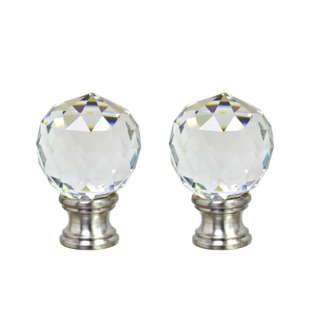 CLEAR 30MM  CRYSTAL BALL & SILVER LAMP FINIAL FREE SHIPPING 