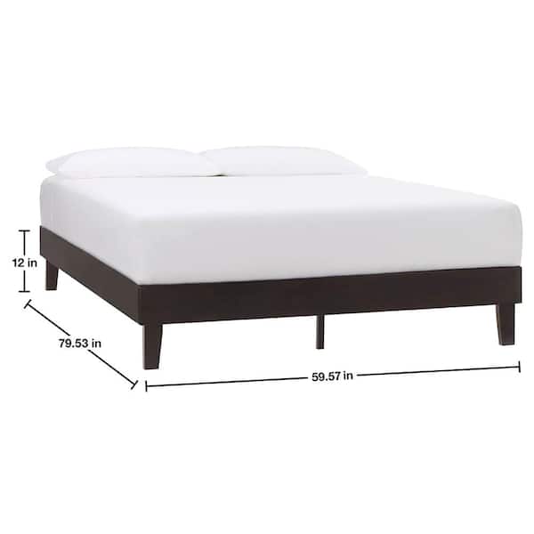 Beckdale Ebony Brown Wood Queen Platform Bed (59.57 in. W x 12 in. H)