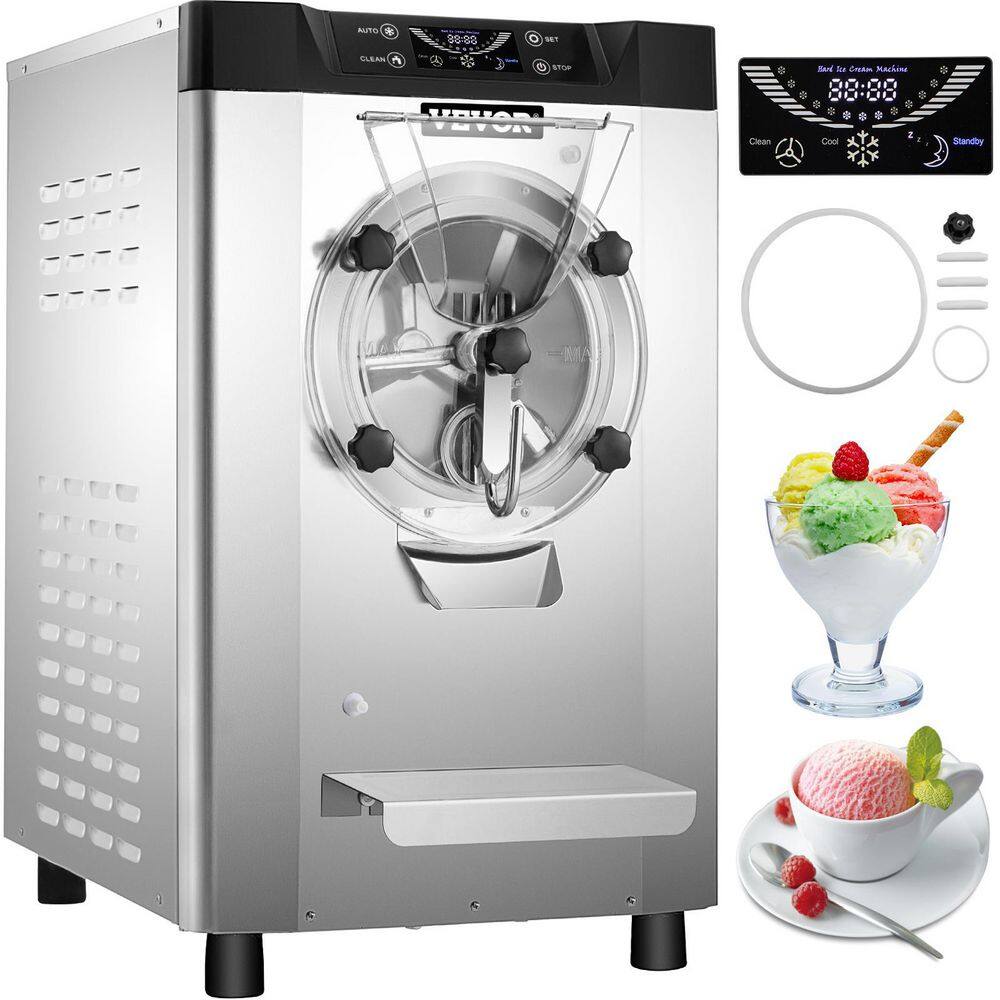 VEVOR Commercial Hard Ice Cream Machine 4.8-6.3 Gal. per Hour 2000 Watt Countertop Hard Yogurt Maker with Lcd Control Panel, Silver