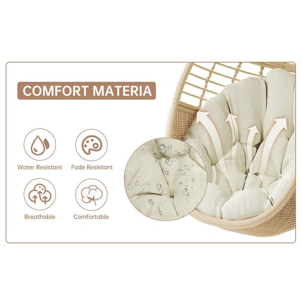 TWT 36 in. W Beige Hand-Woven Wicker Metal Outdoor