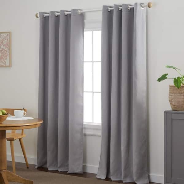 TOWN & COUNTRY BASICS Selena Solid Linen Texture 50 in. W x 84 in. L Polyester Room Darkening Sage Grey Curtain (Set of 2)