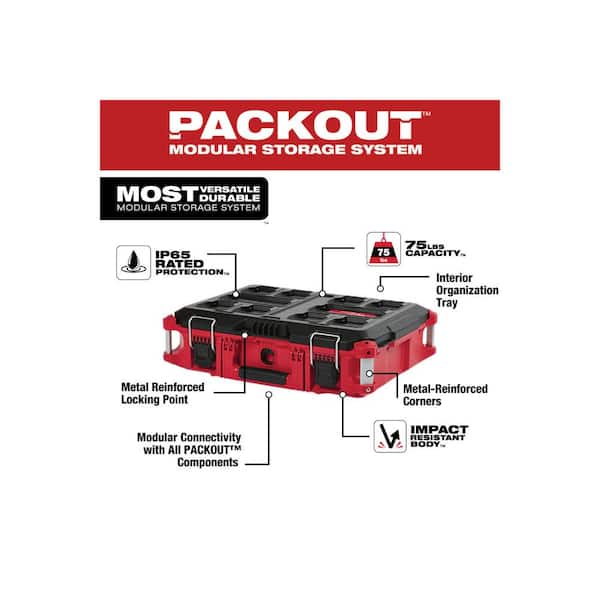 PACKOUT 22 in. Medium Red Tool Box with 75 lbs. Weight Capacity