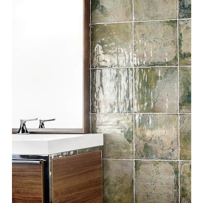 home depot green glass tile