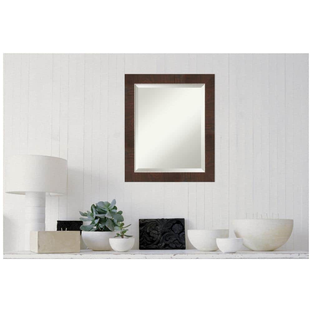 Wildwood Brown and Silver Rectangular Beveled Wall Mirror