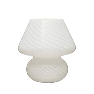 9.25 in. White Vintage Blown Glass Table Lamp