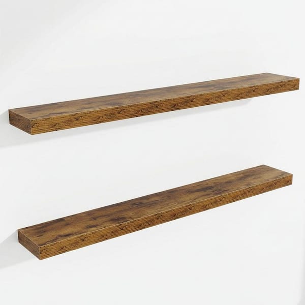 47.2 in. W x 5.7 in. D Rustic Brown Floating Shelves Decorative Wall Shelf for Bathroom, Living Room, Kitchen (Set of 2)