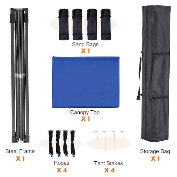 Tileon 10 ft. x 10 ft. Blue Pop Up Canopy Tent, Instant Outdoor