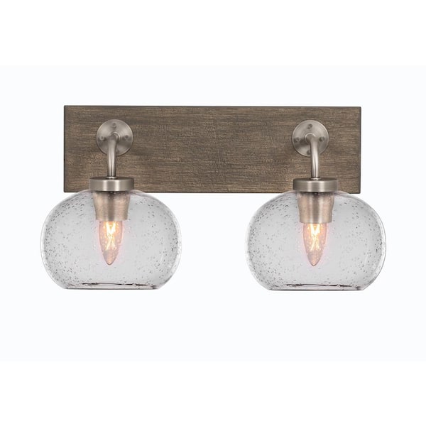 Unbranded Kirby 17.5 in. 2-Light Graphite and Painted Distressed Wood-look Metal Vanity Light