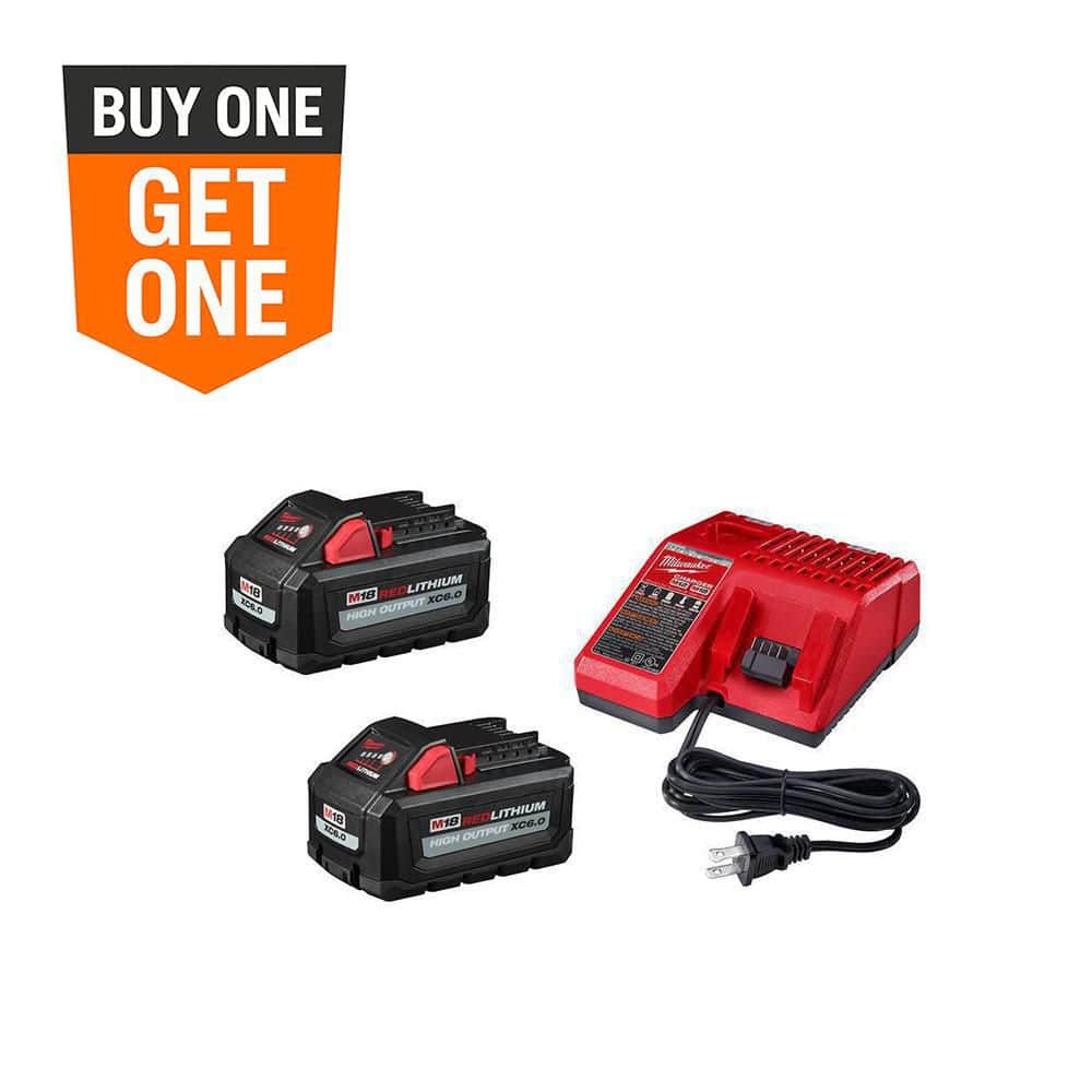 Milwaukee M18 18-Volt Lithium-Ion High Output Starter Kit with Two 6.0 Ah Battery and Charger 48-59-1862S