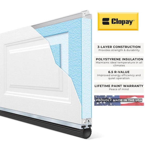 Clopay Classic Steel Short Panel 9 ft x 7 ft Insulated 6.5 R-Value