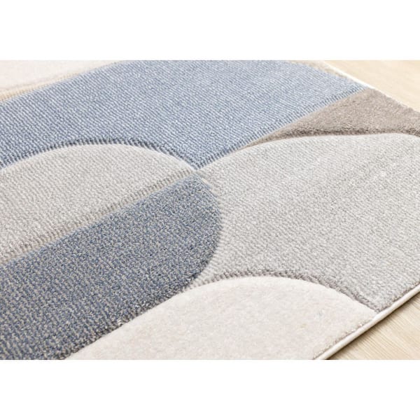 Islae Collections 5 ft. x 8 ft. Blue Geometric, Stripes Indoor Area Rug