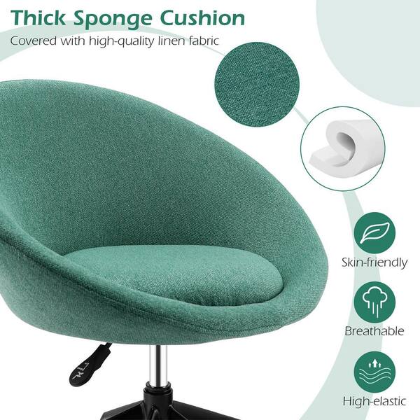 Costway Adjustable Swivel Accent Chair Linen Office Chair Round Back Vanity Chair Green GHMHSKU00905 The Home Depot