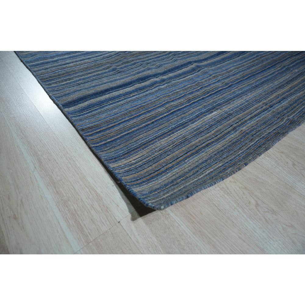 Blue and Gray Handmade Polyester Striped Indoor/Outdoor Area Rug