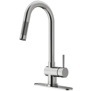 Gramercy Single Handle Pull-Down Spout Kitchen Faucet Set with Deck Plate in Stainless Steel