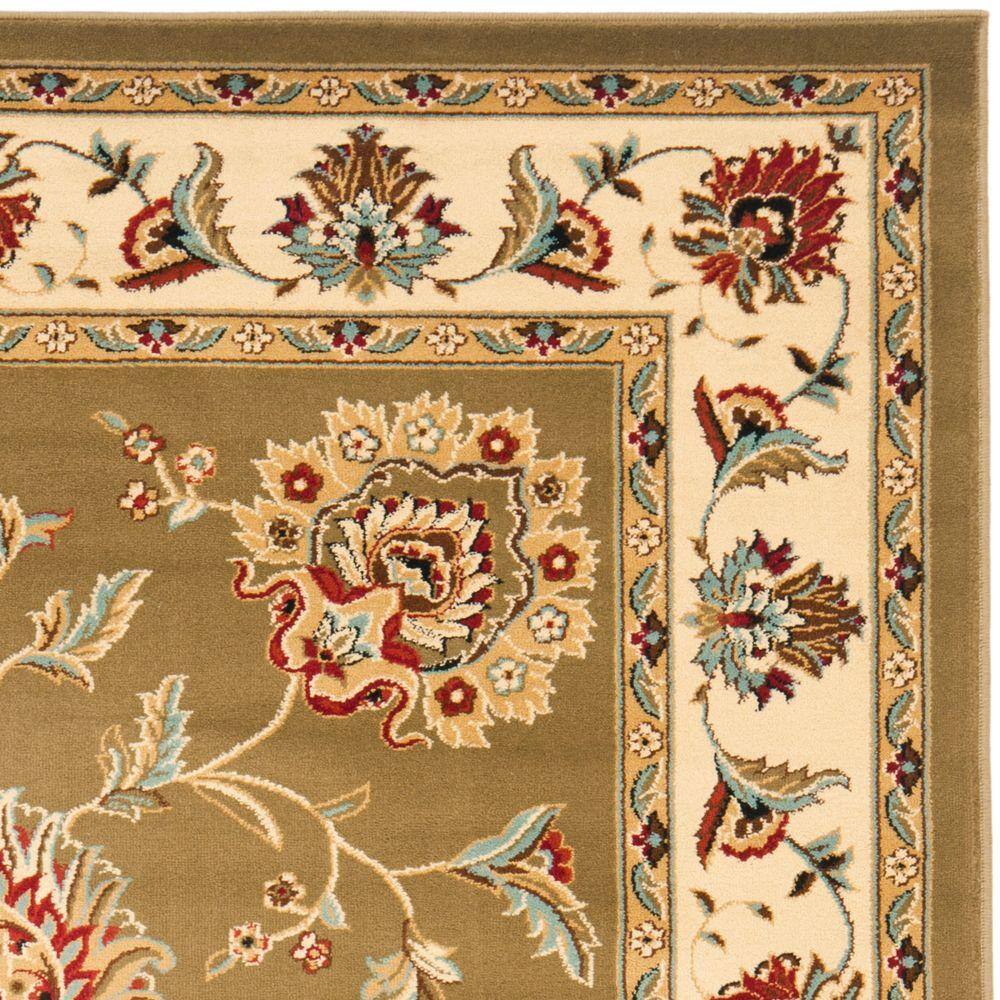 Green and Ivory Floral Synthetic Tufted Area Rug, 12' x 15'