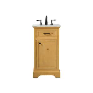 Simply Living 19 in. W x 19 in. D x 35 in. H Bath Vanity in Natural Wood with Carrara White Marble Top
