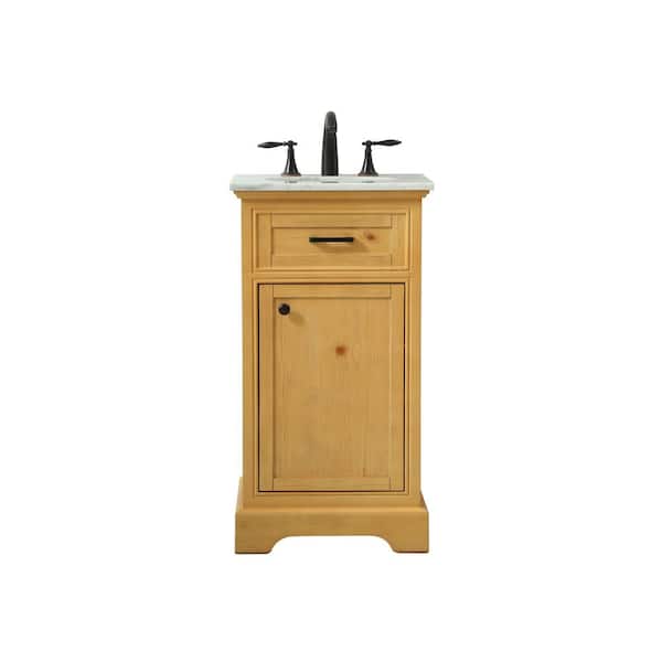 Unbranded Simply Living 19 in. W x 19 in. D x 35 in. H Bath Vanity in Natural Wood with Carrara White Marble Top