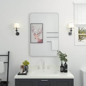 24 in. W x 36 in. H Rectangular Framed Wall Bathroom Vanity Mirror in Gun Grey