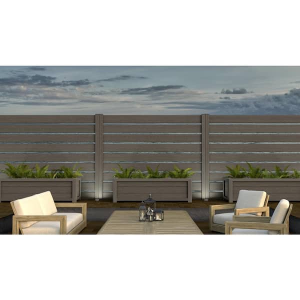 Composite Modern Horizontal Semi-Privacy Full Size Fence (6 ft. H x 6 ft. W) Slate Grey