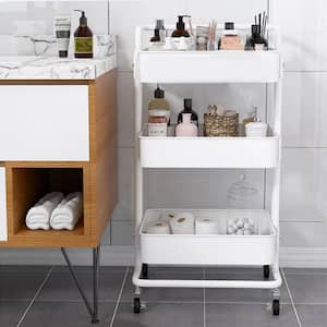 White Kitchen Cart with Spacious Storage Capacity
