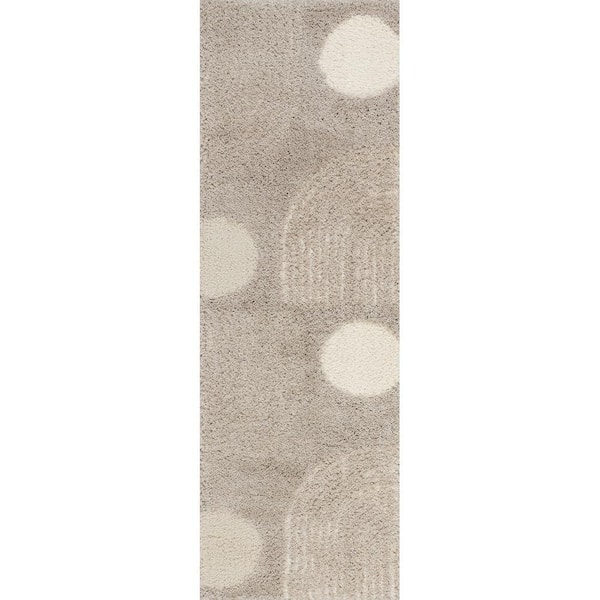 Gloria Abstract Shag Area Light Brown 3 ft. x 8 ft. Indoor Runner Rug