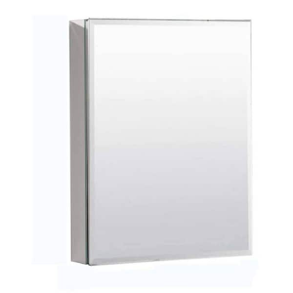 FAMYYT 20 in. W x 26 in. H Medium Rectangular Silver Aluminum Recessed/Surface Mount Medicine Cabinet with Mirror and Beveled