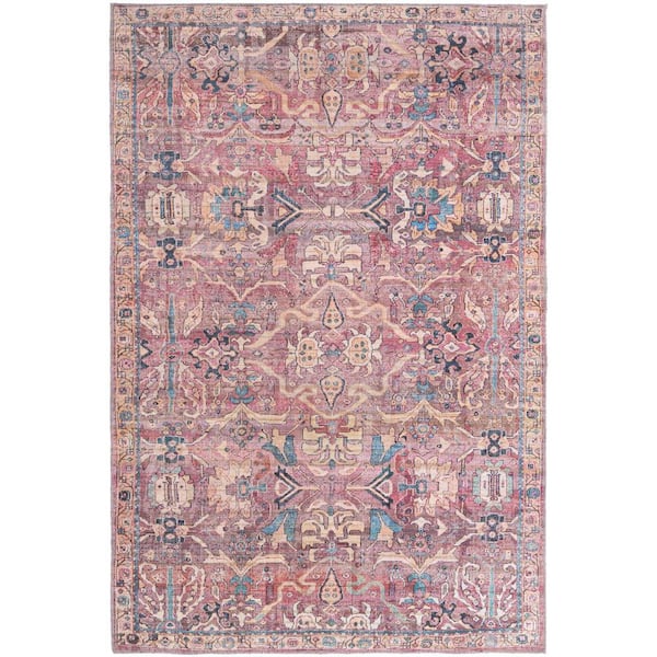 Unique Loom Nostalgia Katie Pink 6 ft. x 9 ft. Machine Washable Area Rug