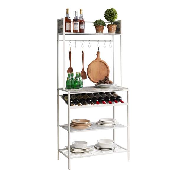 Signature Home SignatureHome White/Gray 5Shelf Metal 15 in. W Baker's