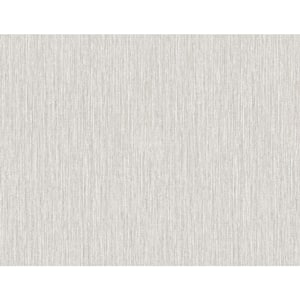 60.75 sq. ft. Fog and Metallic Silver Vertical Stria Embossed Vinyl Un-Pasted Wallpaper Roll