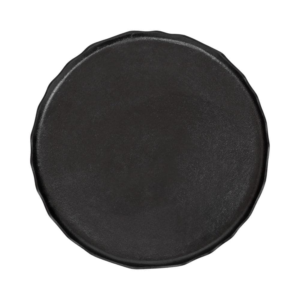 Alessia Black Round Metal Coffee Table with Deckled Edge, 26x26x16