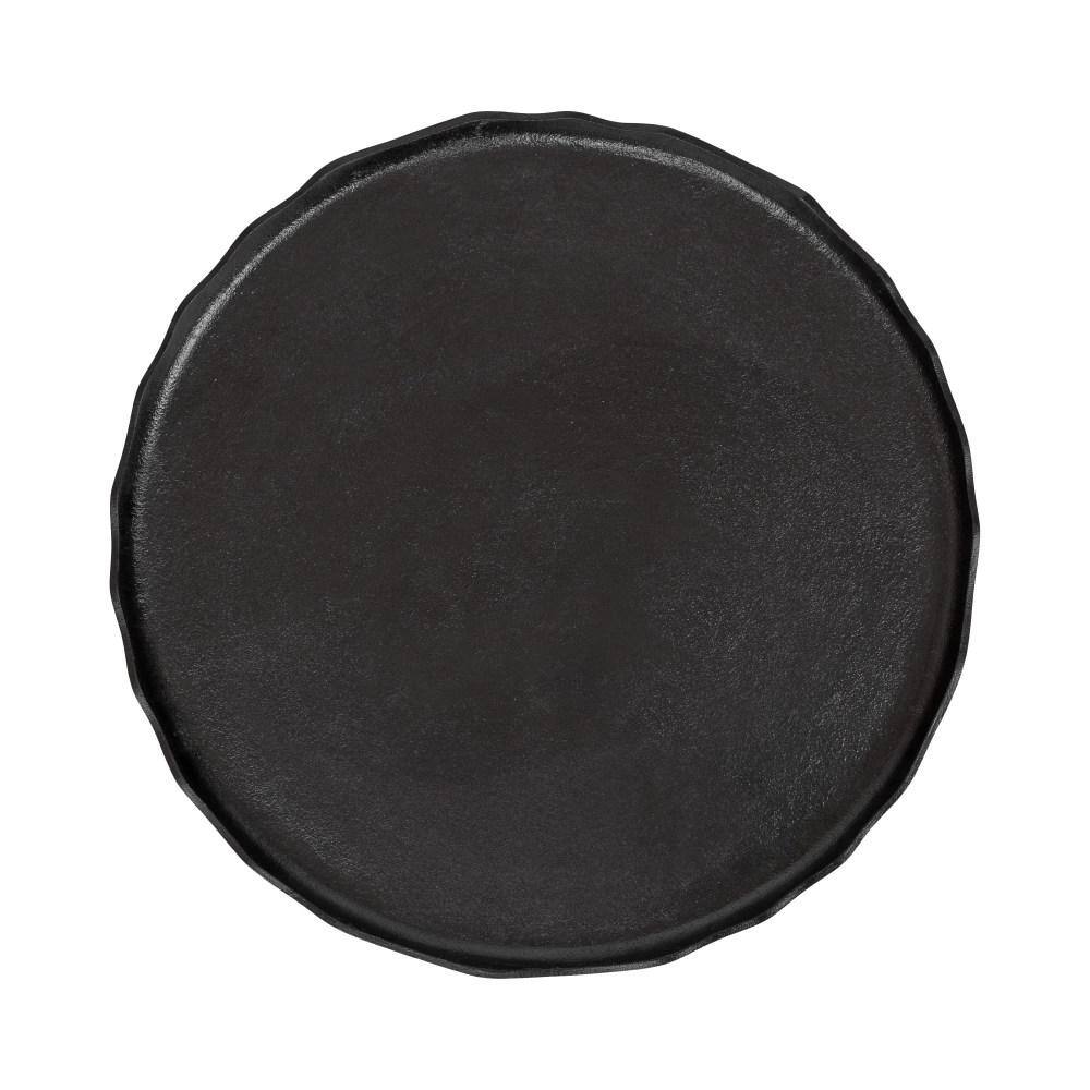 Alessia Black Round Metal Coffee Table with Deckled Edge, 26x26x16