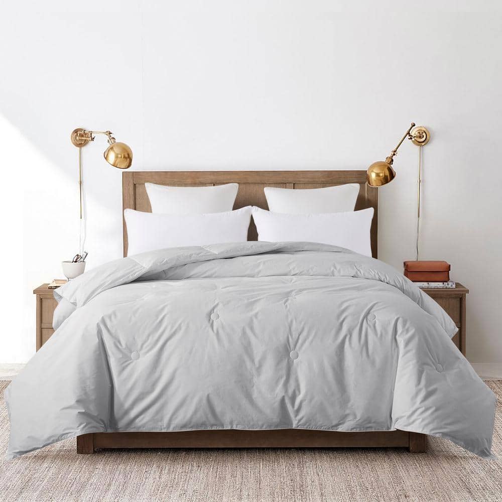 St. James Home Grey Button Stitch All Season King Duck Down/Feather Blend Comforter - 1